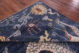 Dragon And Phoenix Design Hand Knotted Wool Rug - 8' 2" X 9' 10" - Golden Nile