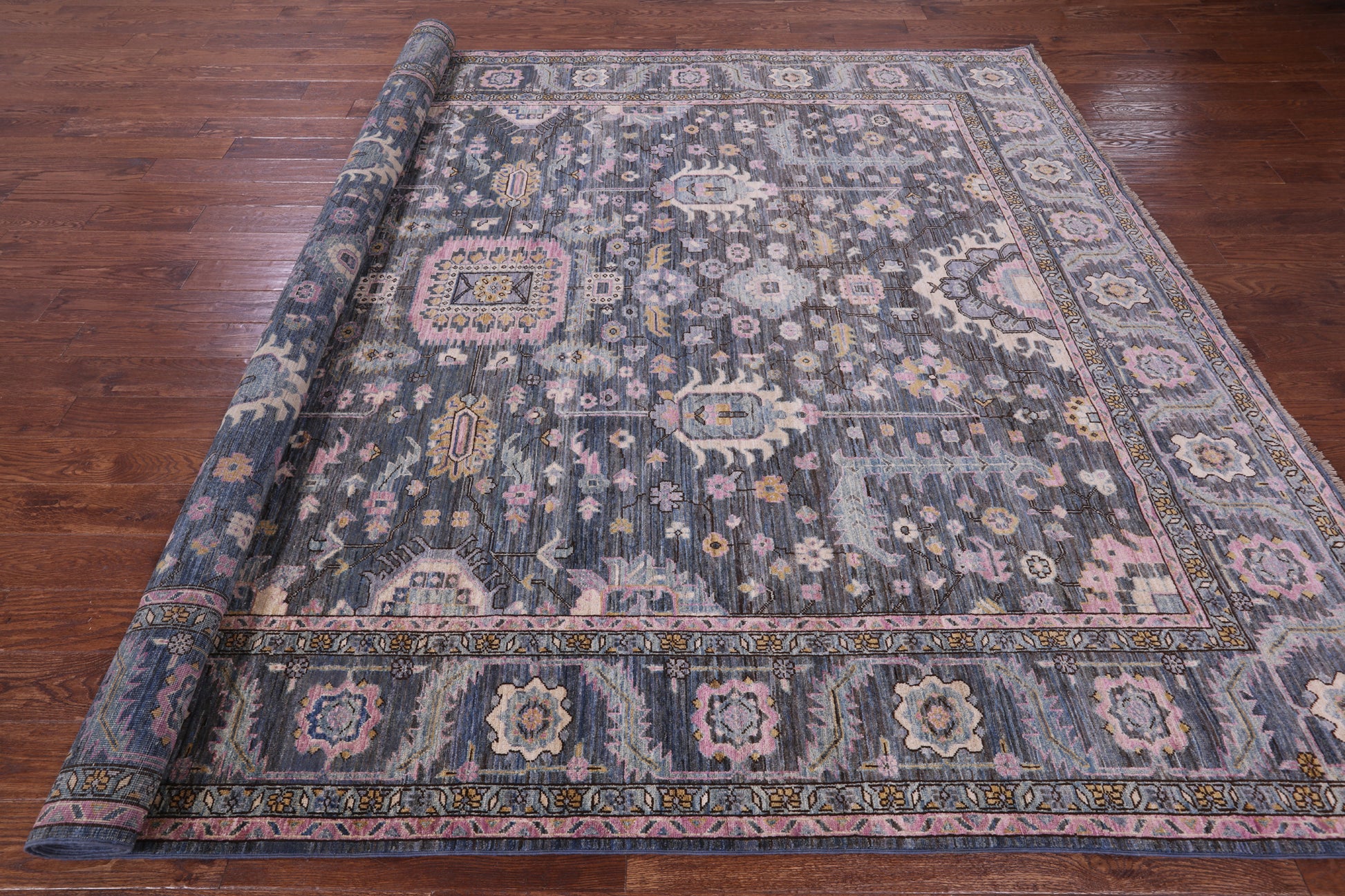Grey Persian Fine Serapi Hand Knotted Wool Rug - 9' 1" X 12' 0" - Golden Nile