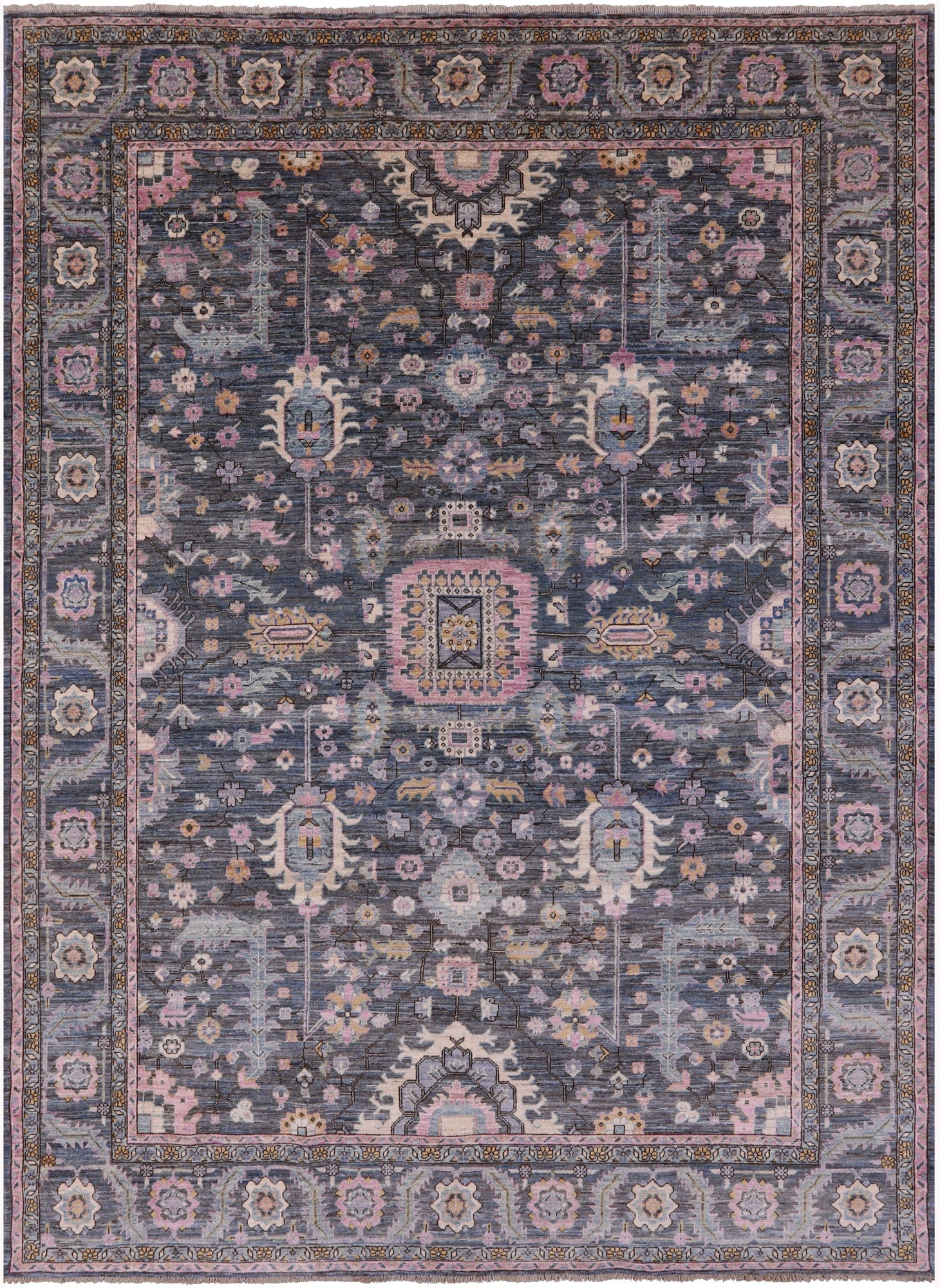 Grey Persian Fine Serapi Hand Knotted Wool Rug - 9' 1" X 12' 0" - Golden Nile