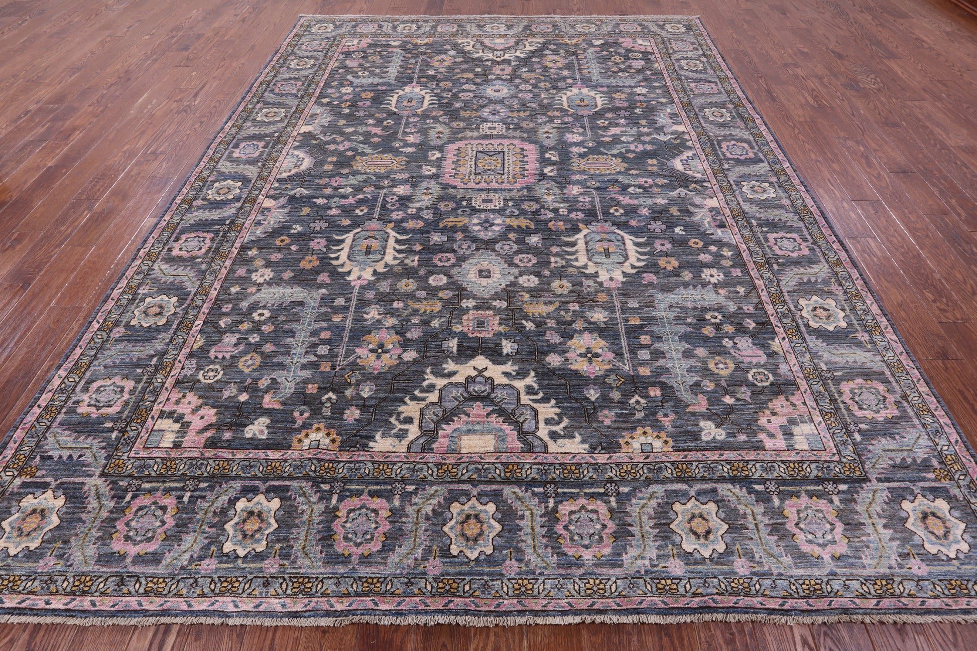 Grey Persian Fine Serapi Hand Knotted Wool Rug - 9' 1" X 12' 0" - Golden Nile
