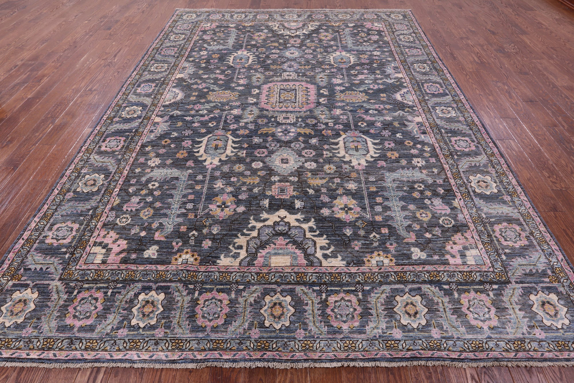 Grey Persian Fine Serapi Hand Knotted Wool Rug - 9' 1" X 12' 0" - Golden Nile