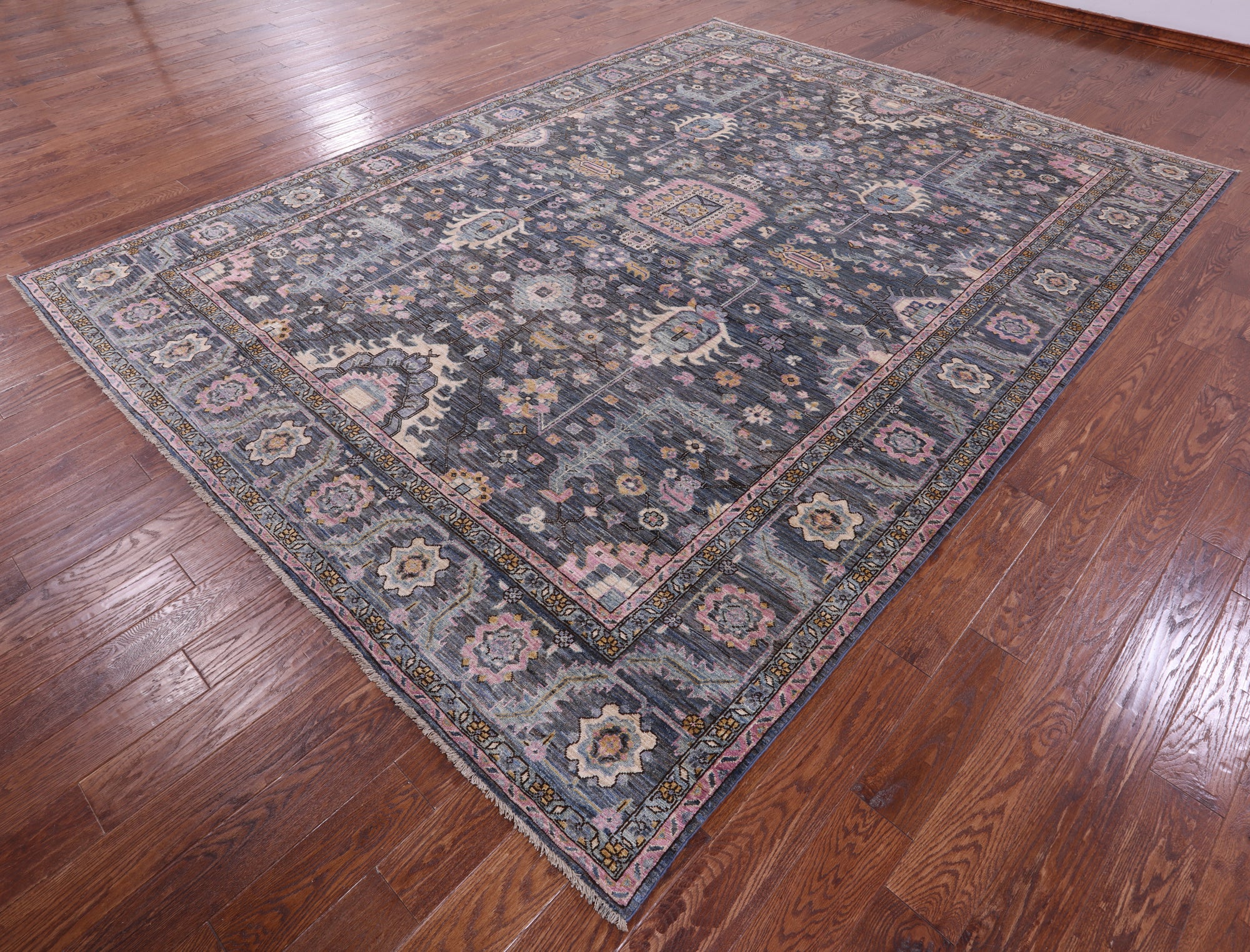 Grey Persian Fine Serapi Hand Knotted Wool Rug - 9' 1" X 12' 0" - Golden Nile