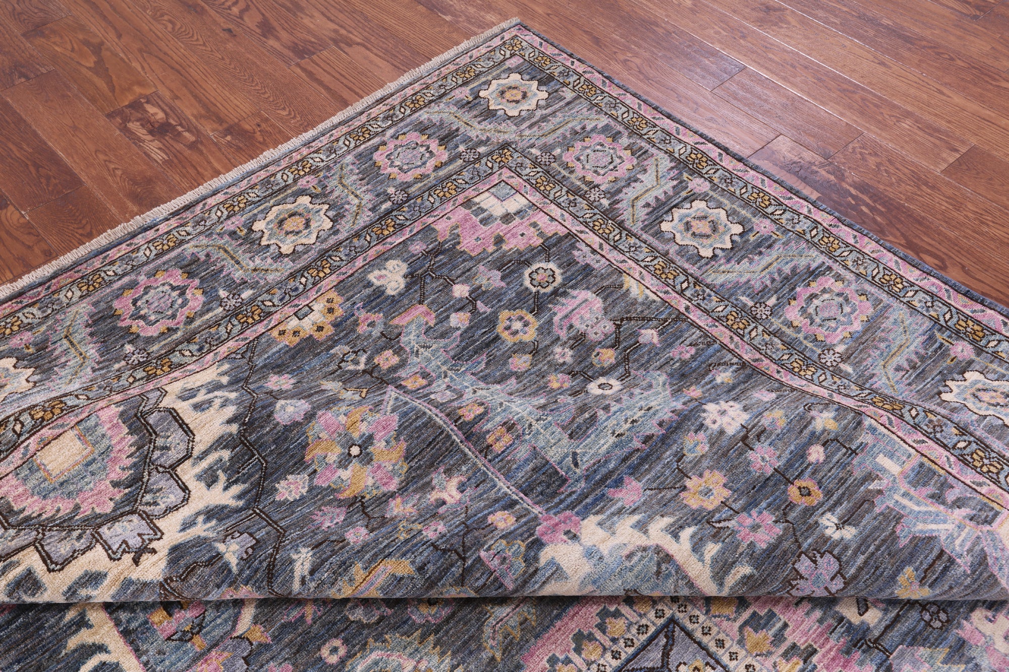 Grey Persian Fine Serapi Hand Knotted Wool Rug - 9' 1" X 12' 0" - Golden Nile