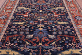 Blue Persian Fine Serapi Hand Knotted Wool Rug - 8' 0" X 9' 9" - Golden Nile