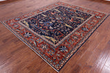 Blue Persian Fine Serapi Hand Knotted Wool Rug - 8' 0" X 9' 9" - Golden Nile