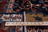 Blue Persian Fine Serapi Hand Knotted Wool Rug - 8' 0" X 9' 9" - Golden Nile