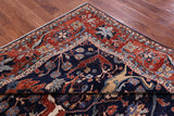 Blue Persian Fine Serapi Hand Knotted Wool Rug - 8' 0" X 9' 9" - Golden Nile