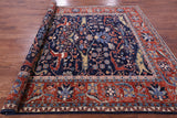 Blue Persian Fine Serapi Hand Knotted Wool Rug - 8' 0" X 9' 9" - Golden Nile