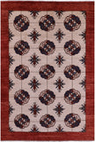 Ivory Turkmen Ersari Hand Knotted Wool Rug - 5' 6" X 8' 3" - Golden Nile