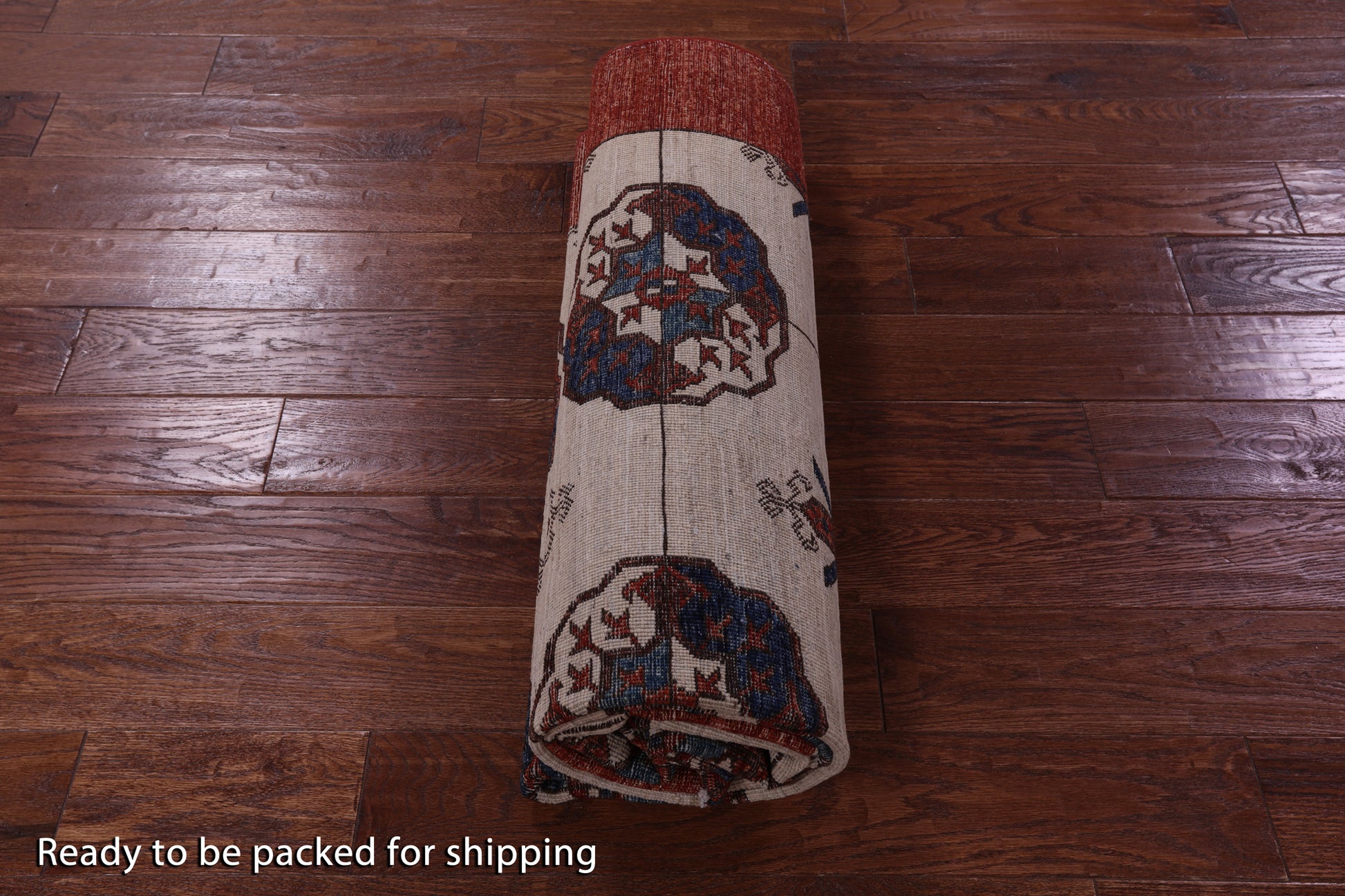 Ivory Turkmen Ersari Hand Knotted Wool Rug - 5' 6" X 8' 3" - Golden Nile