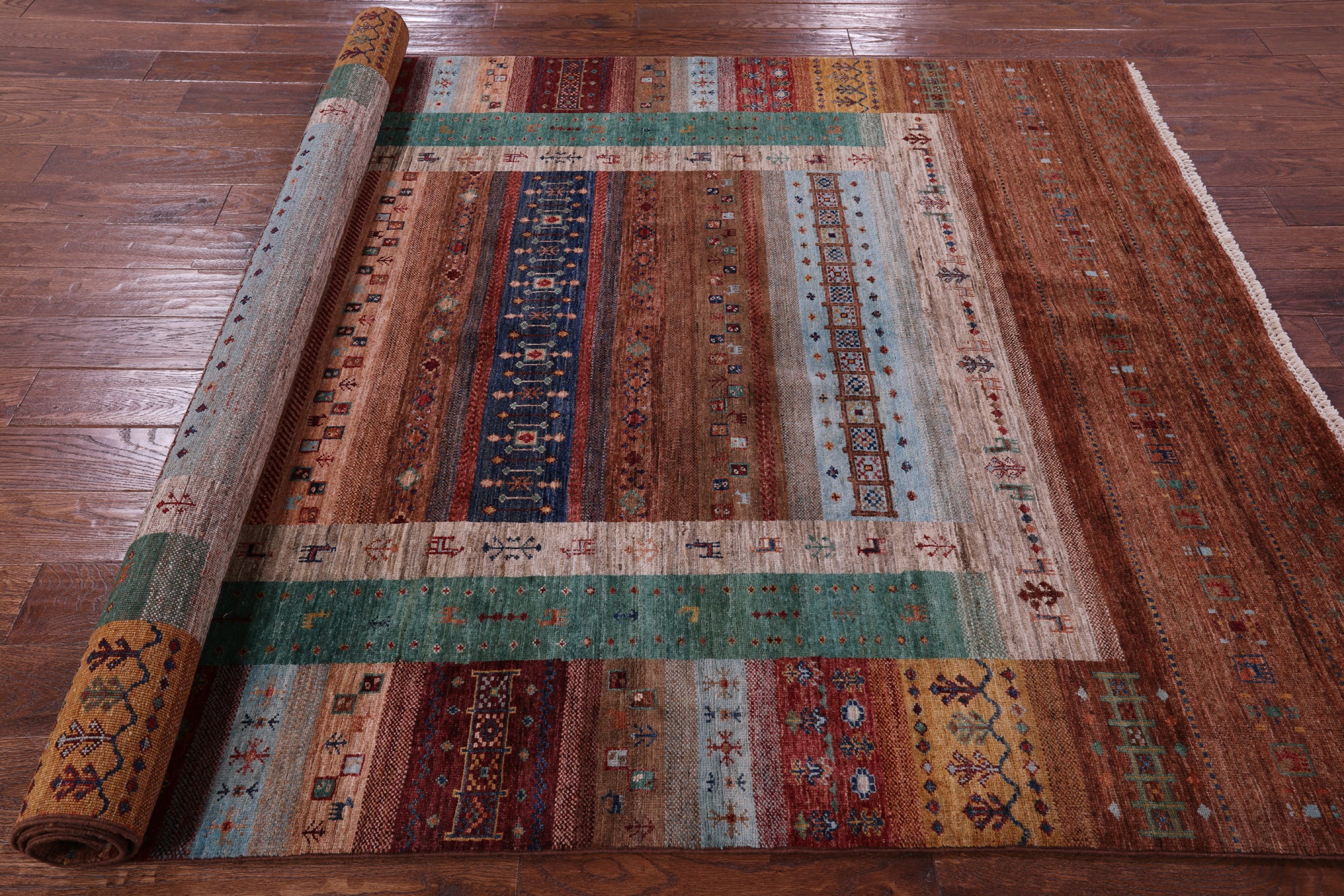 Tribal Persian Gabbeh Hand Knotted Wool Rug - 5' 10" X 8' 2" - Golden Nile