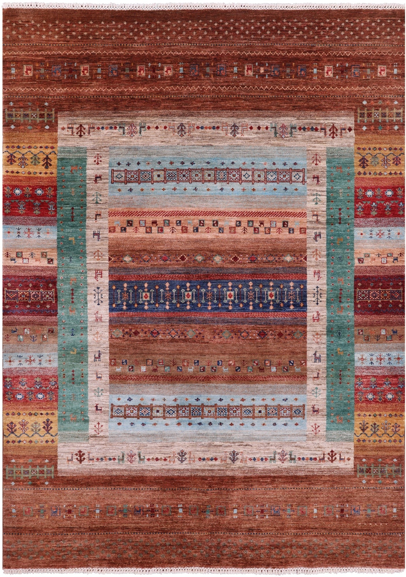 Tribal Persian Gabbeh Hand Knotted Wool Rug - 5' 10" X 8' 2" - Golden Nile