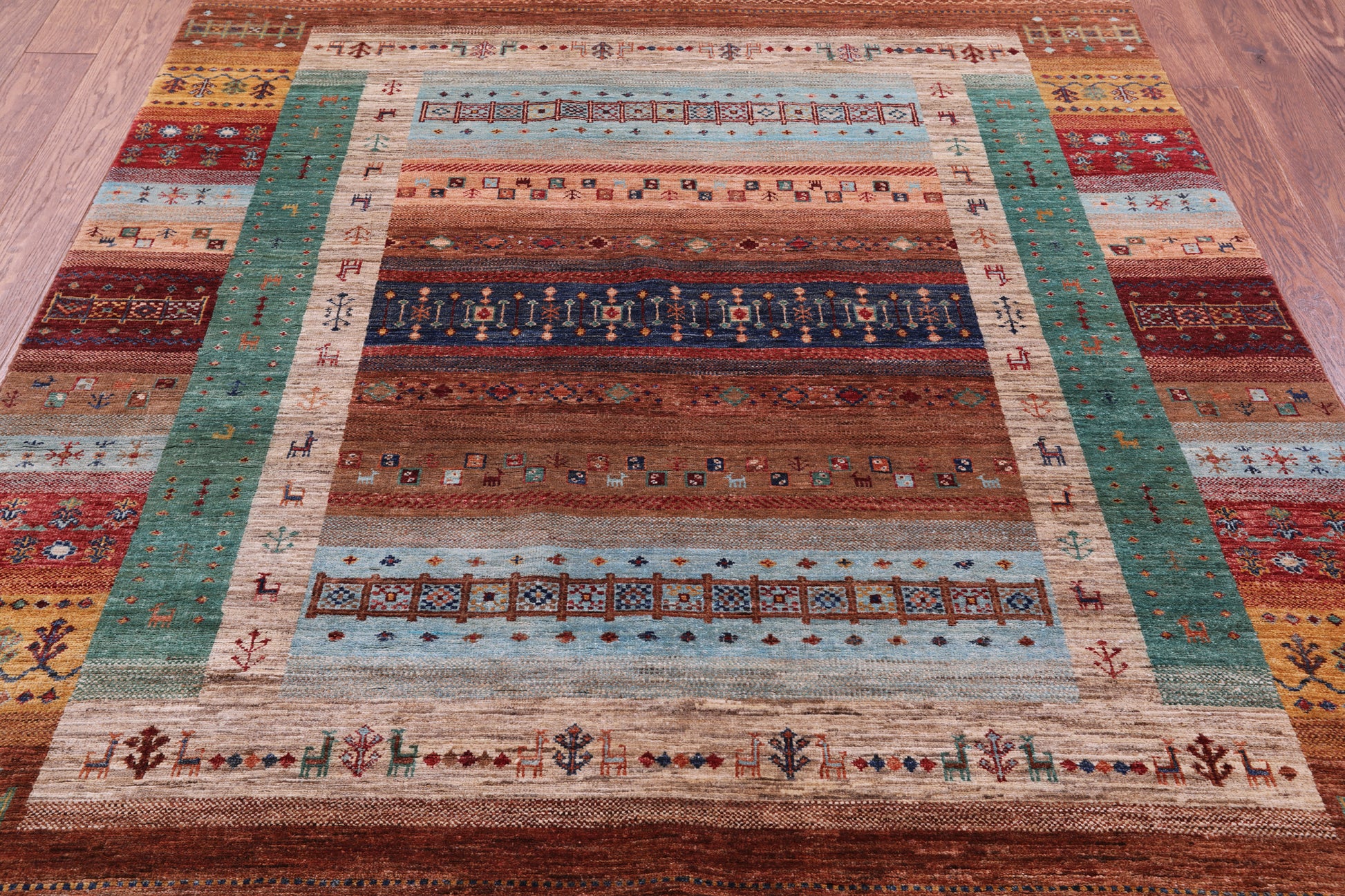 Tribal Persian Gabbeh Hand Knotted Wool Rug - 5' 10" X 8' 2" - Golden Nile