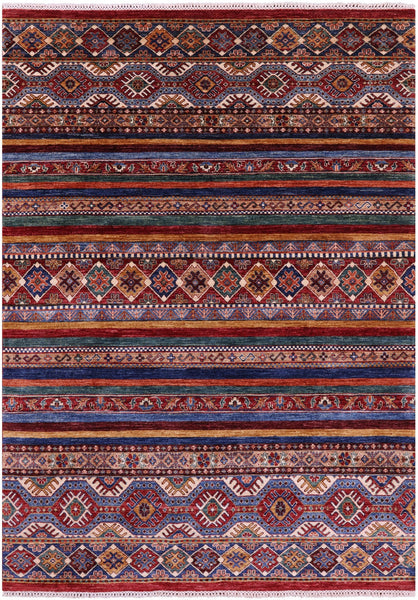 Khorjin Persian Gabbeh Hand Knotted Wool Rug - 5' 10" X 8' 4" - Golden Nile