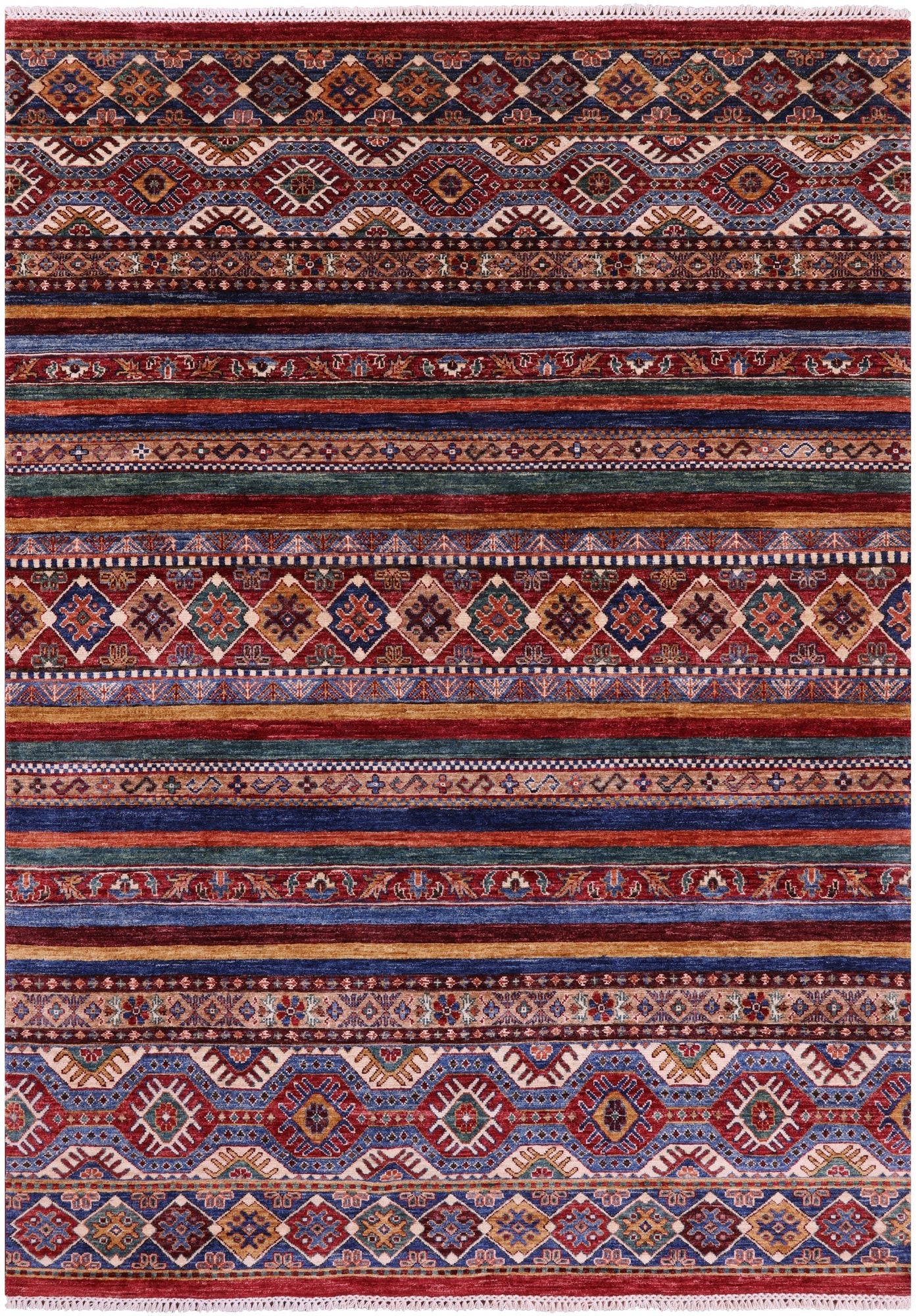 Khorjin Persian Gabbeh Hand Knotted Wool Rug - 5' 10" X 8' 4" - Golden Nile