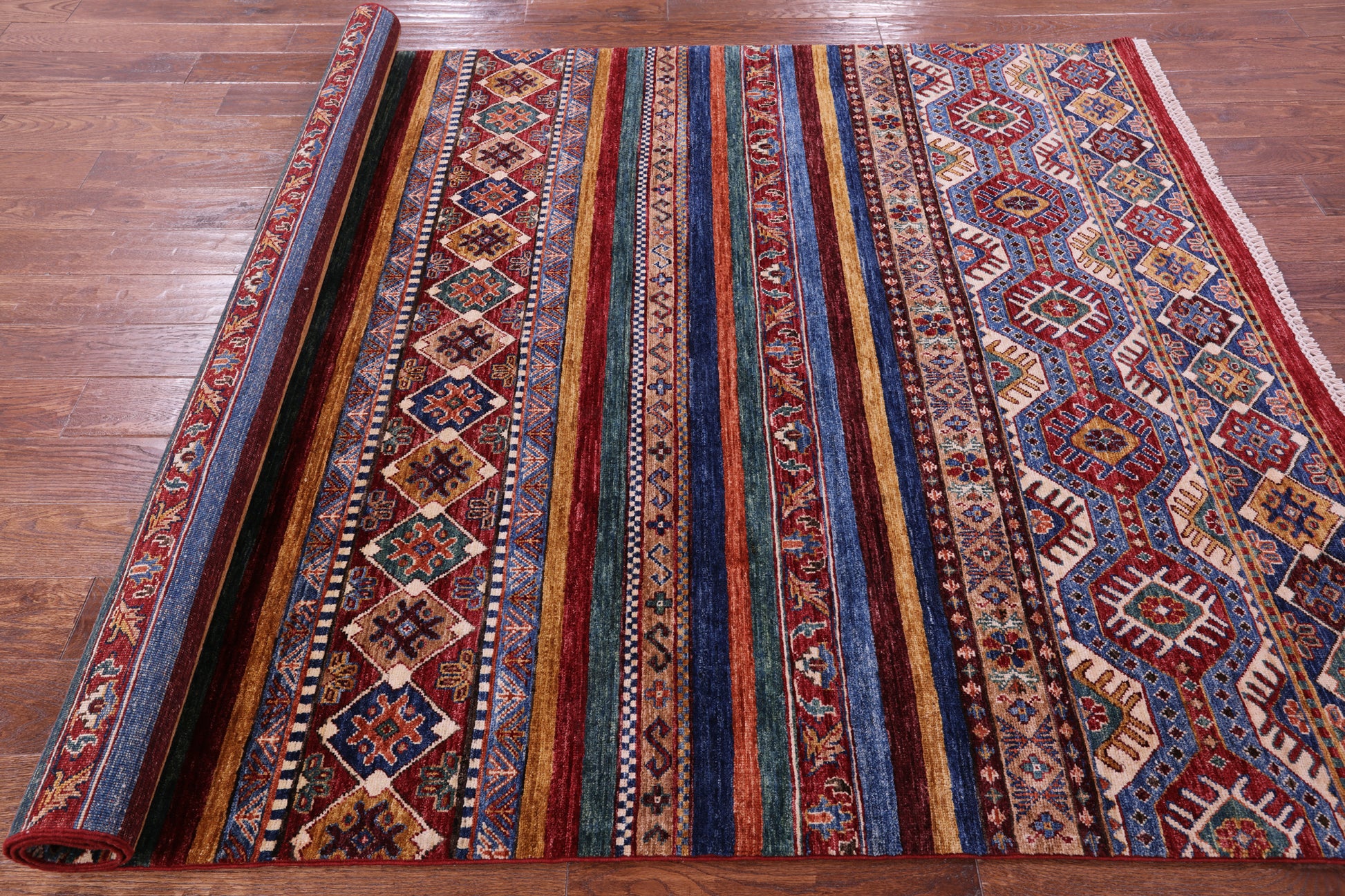 Khorjin Persian Gabbeh Hand Knotted Wool Rug - 5' 10" X 8' 4" - Golden Nile