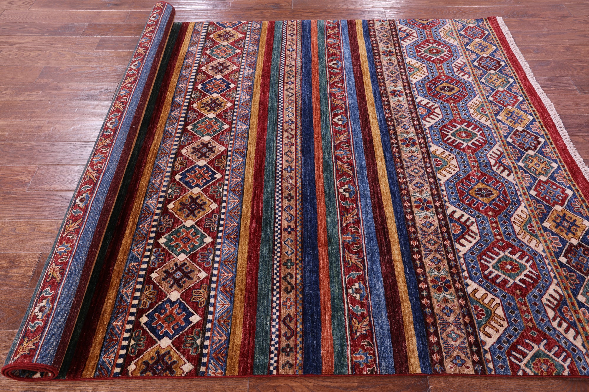Khorjin Persian Gabbeh Hand Knotted Wool Rug - 5' 10" X 8' 4" - Golden Nile