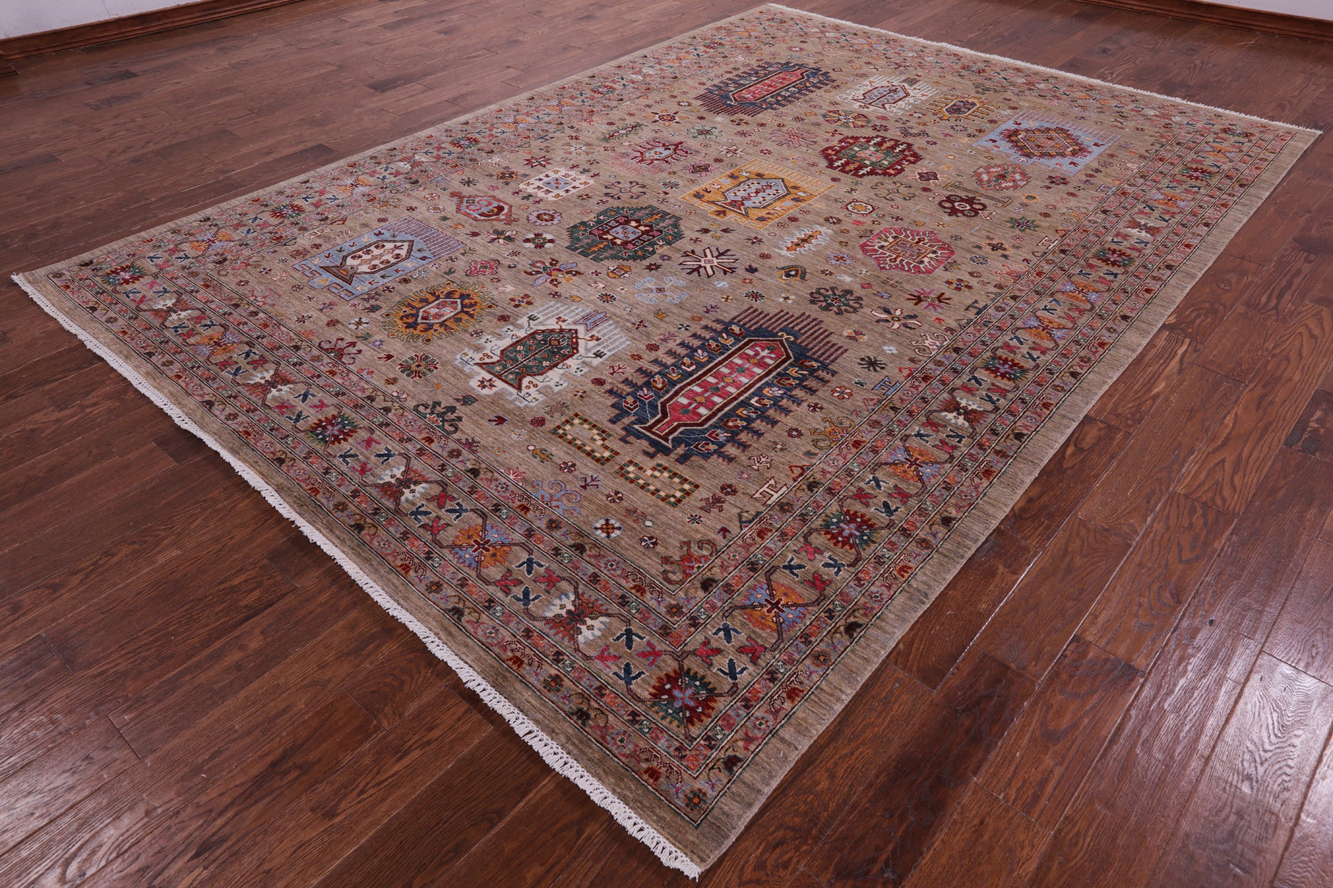 Turkmen Ersari Hand Knotted Wool Rug - 8' 2" X 11' 5" - Golden Nile