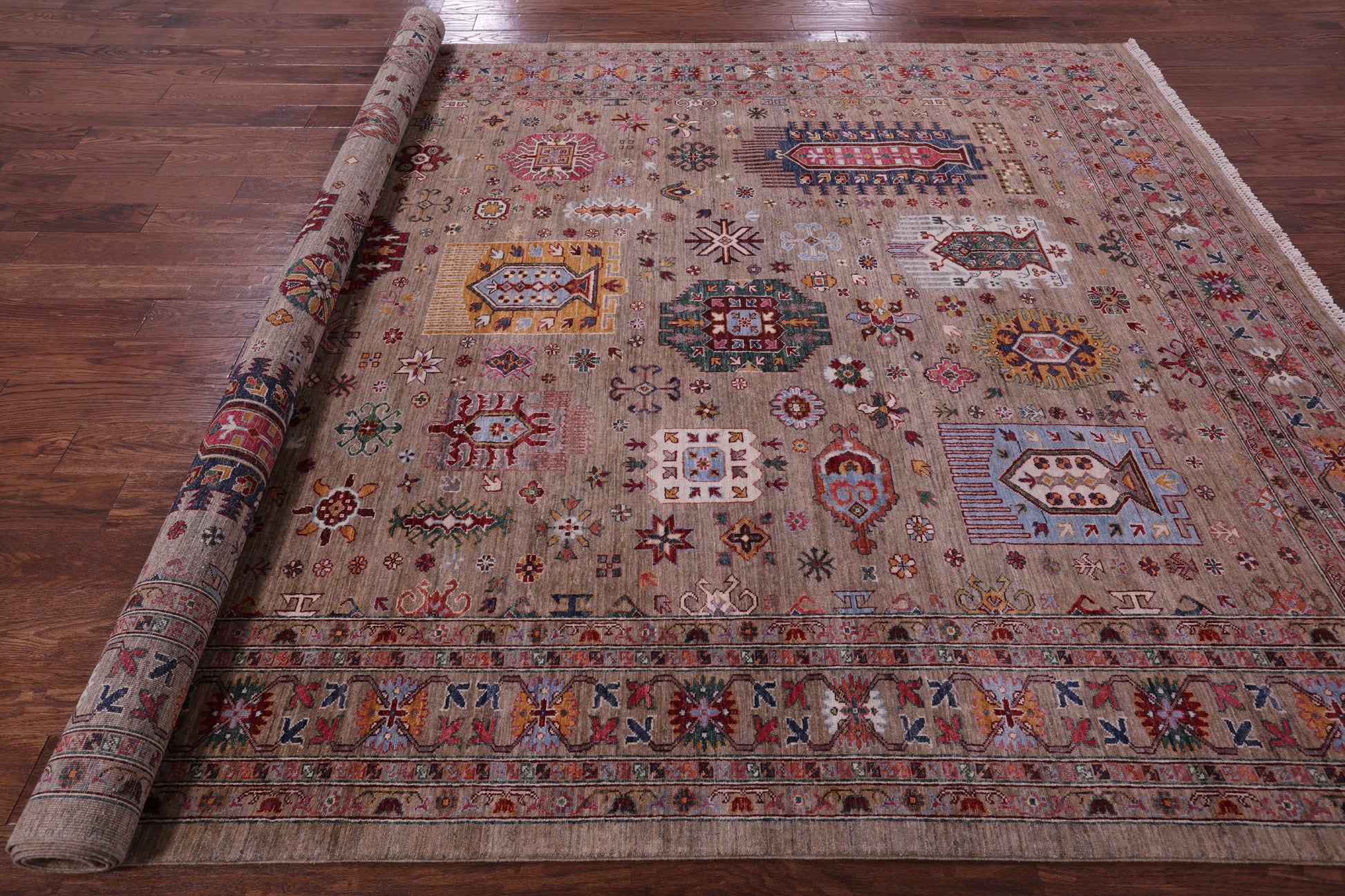 Turkmen Ersari Hand Knotted Wool Rug - 8' 2" X 11' 5" - Golden Nile