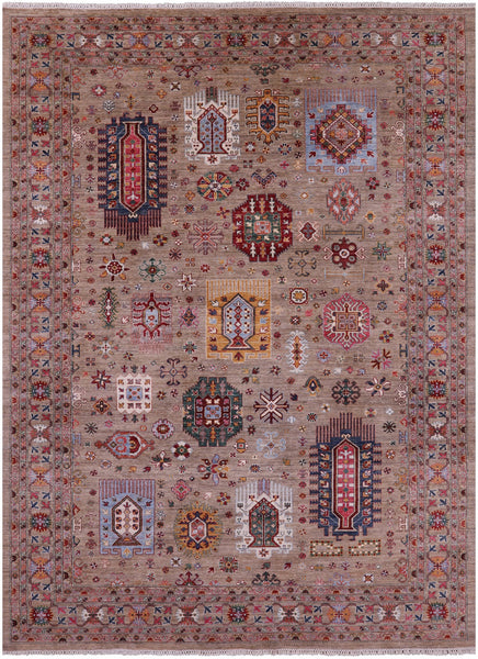 Turkmen Ersari Hand Knotted Wool Rug - 8' 2" X 11' 5" - Golden Nile