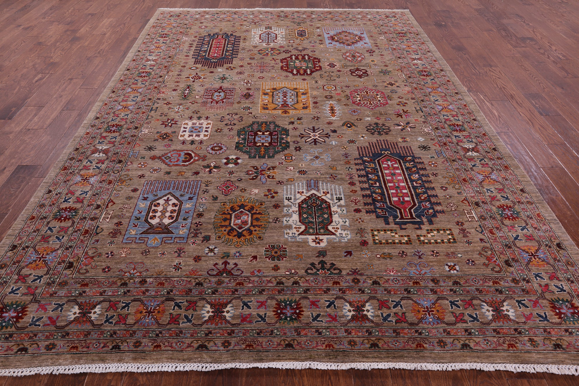 Turkmen Ersari Hand Knotted Wool Rug - 8' 2" X 11' 5" - Golden Nile