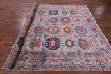 Grey Turkmen Ersari Handmade Wool Rug - 8' 2" X 9' 10" - Golden Nile