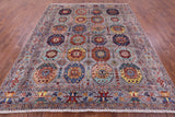 Grey Turkmen Ersari Handmade Wool Rug - 8' 2" X 9' 10" - Golden Nile