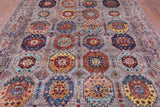 Grey Turkmen Ersari Handmade Wool Rug - 8' 2" X 9' 10" - Golden Nile