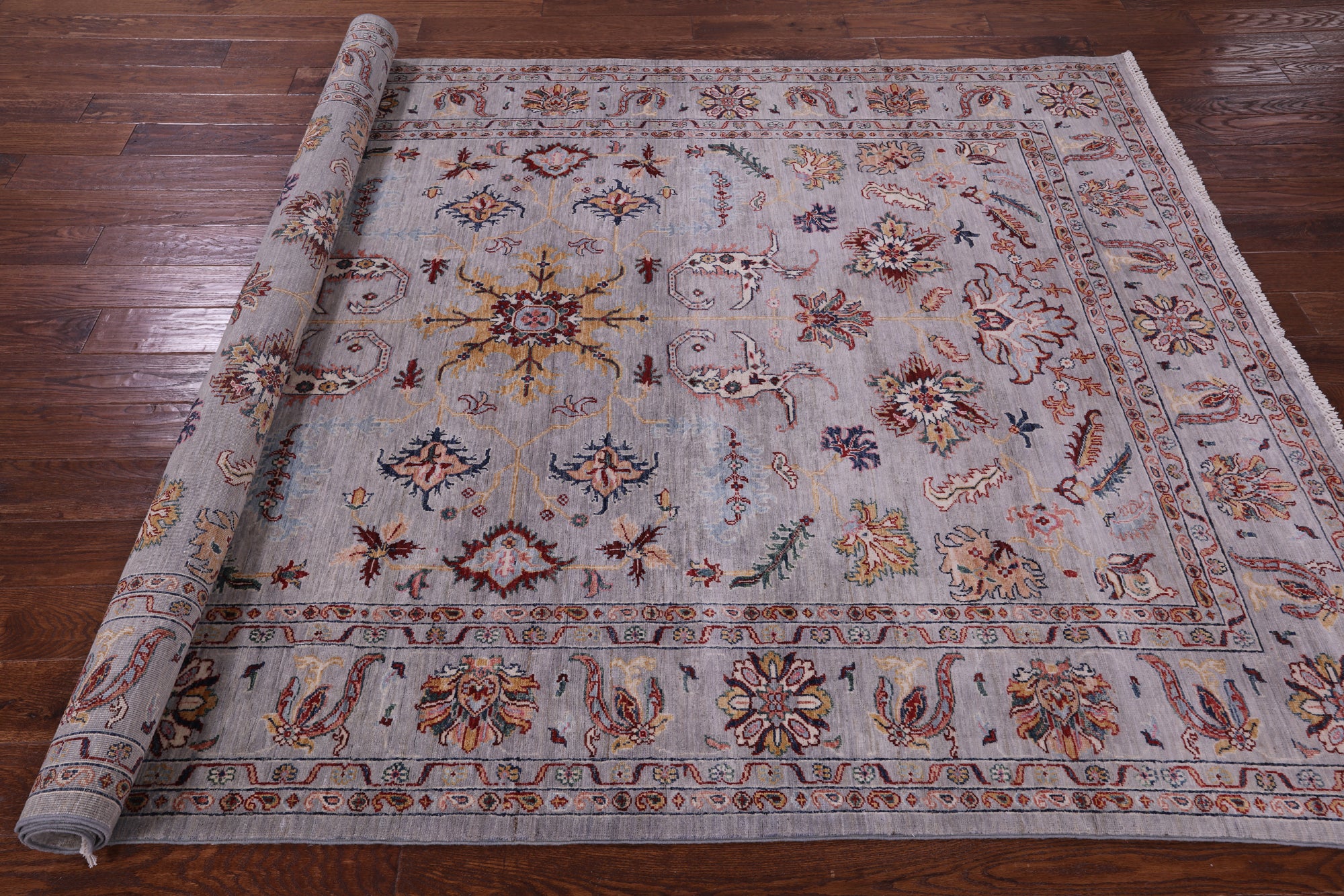 Grey Persian Tabriz Hand Knotted Wool Rug - 6' 7" X 9' 7" - Golden Nile