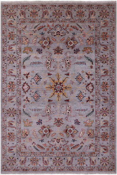 Grey Persian Tabriz Hand Knotted Wool Rug - 6' 7" X 9' 7" - Golden Nile