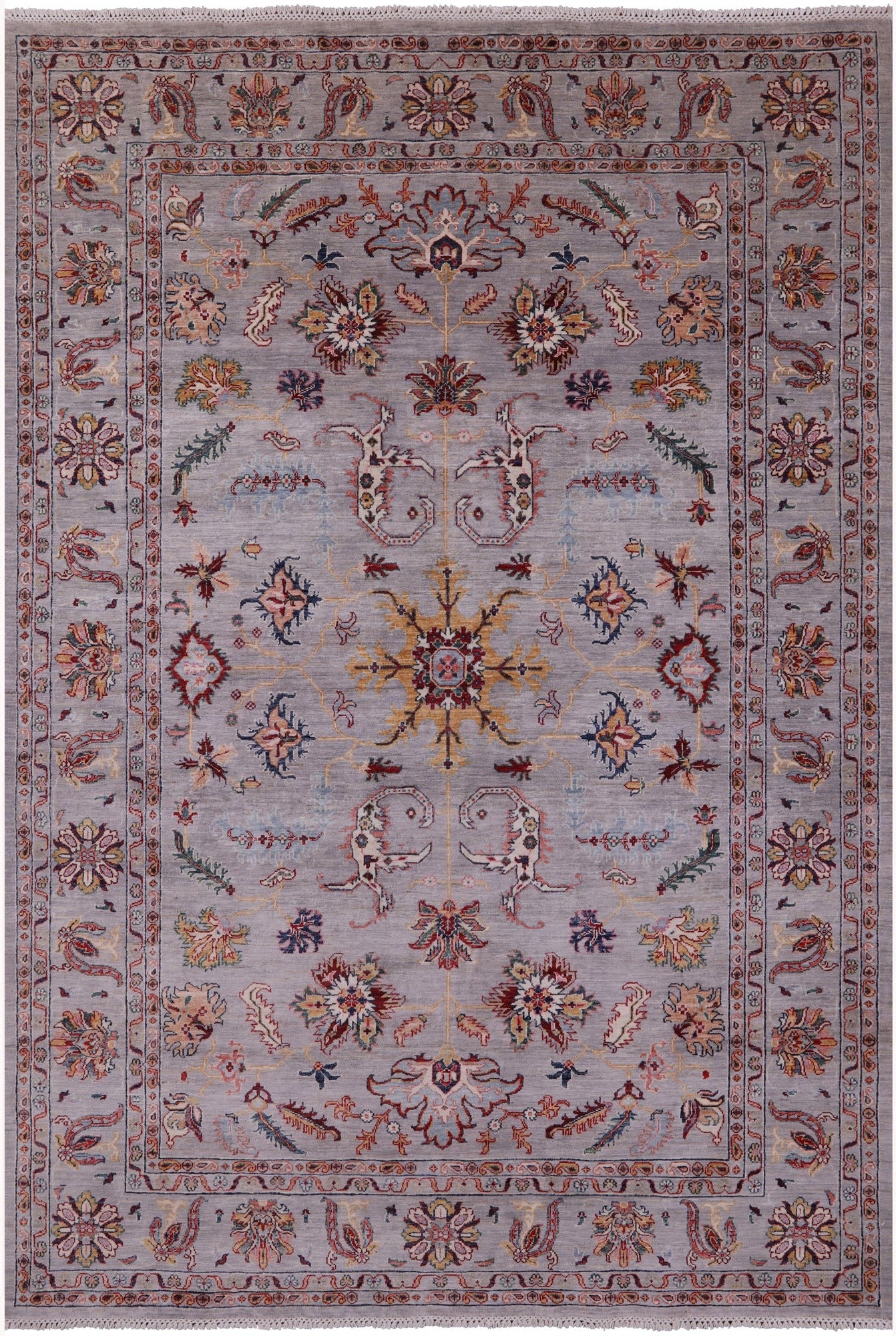 Grey Persian Tabriz Hand Knotted Wool Rug - 6' 7" X 9' 7" - Golden Nile