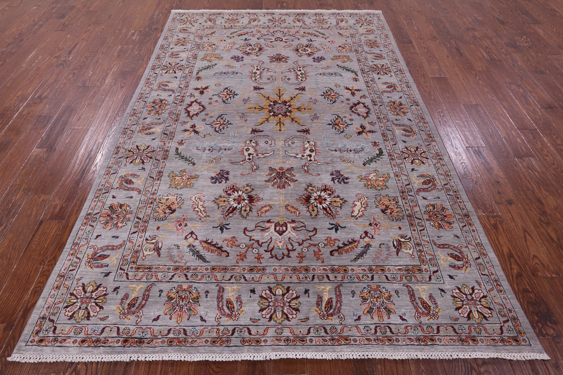 Grey Persian Tabriz Hand Knotted Wool Rug - 6' 7" X 9' 7" - Golden Nile