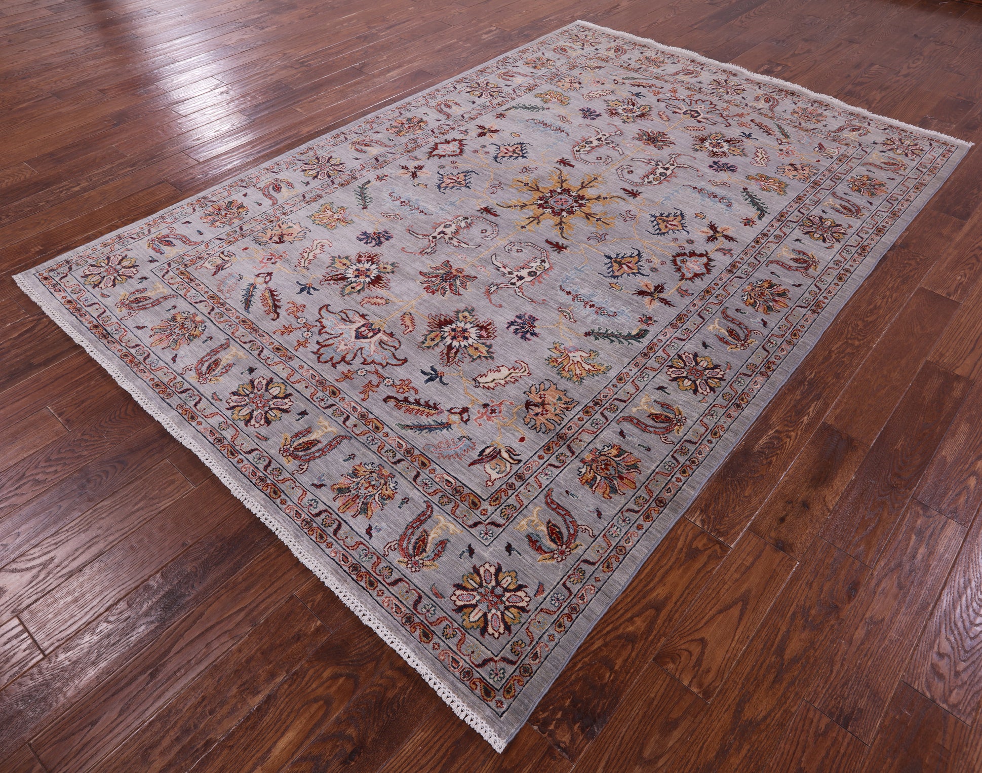 Grey Persian Tabriz Hand Knotted Wool Rug - 6' 7" X 9' 7" - Golden Nile