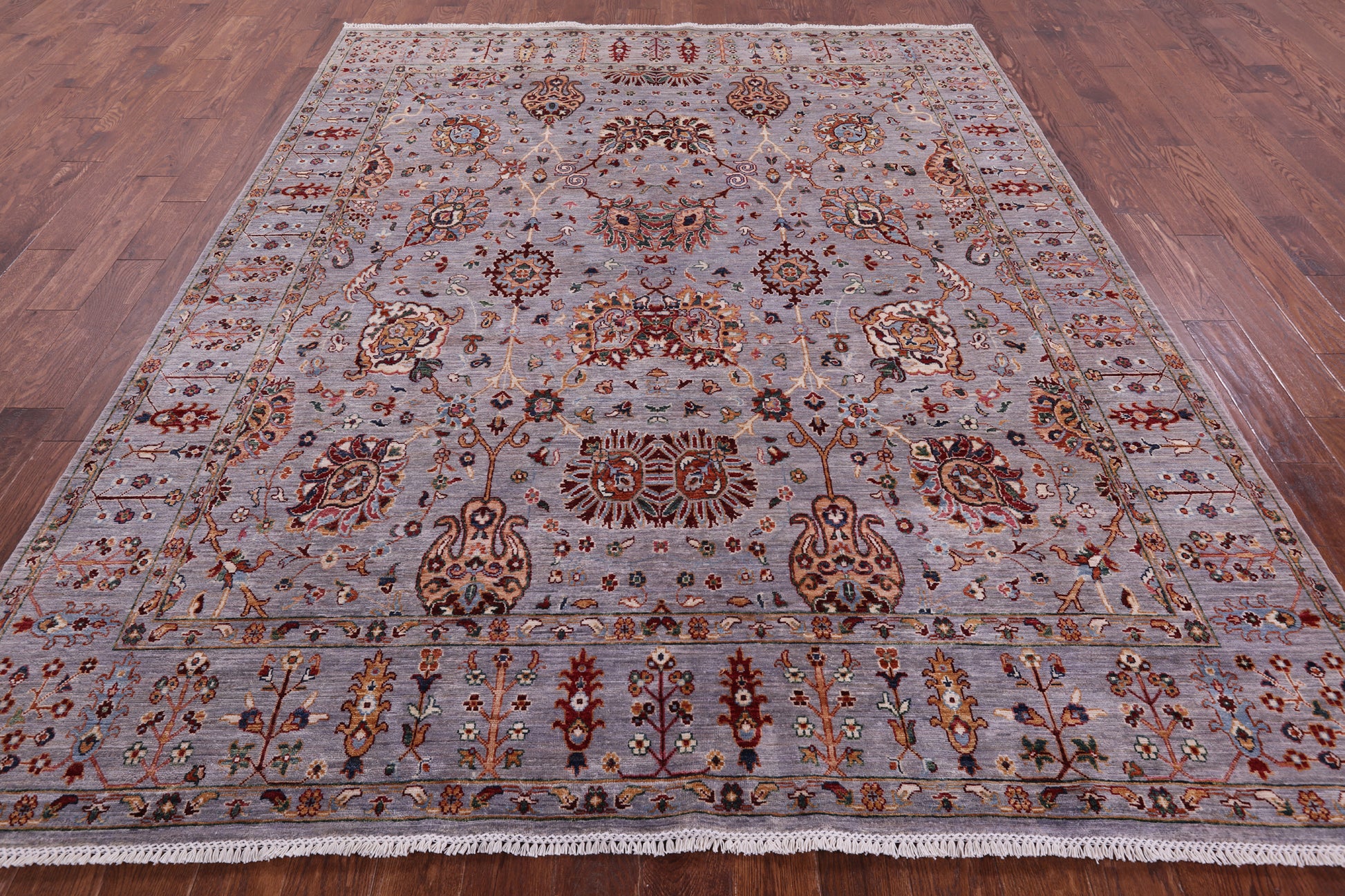 Grey Persian Tabriz Hand Knotted Wool Rug - 7' 11" X 9' 9" - Golden Nile
