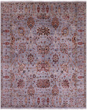 Grey Persian Tabriz Hand Knotted Wool Rug - 7' 11" X 9' 9" - Golden Nile