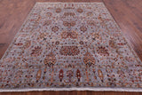 Grey Persian Tabriz Hand Knotted Wool Rug - 7' 11" X 9' 9" - Golden Nile