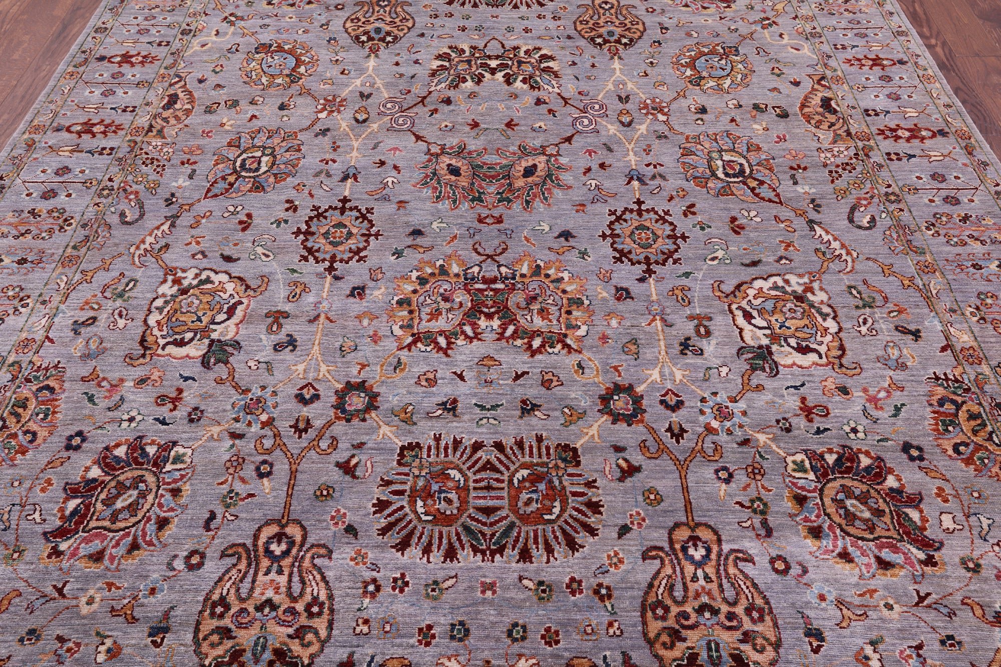 Grey Persian Tabriz Hand Knotted Wool Rug - 7' 11" X 9' 9" - Golden Nile