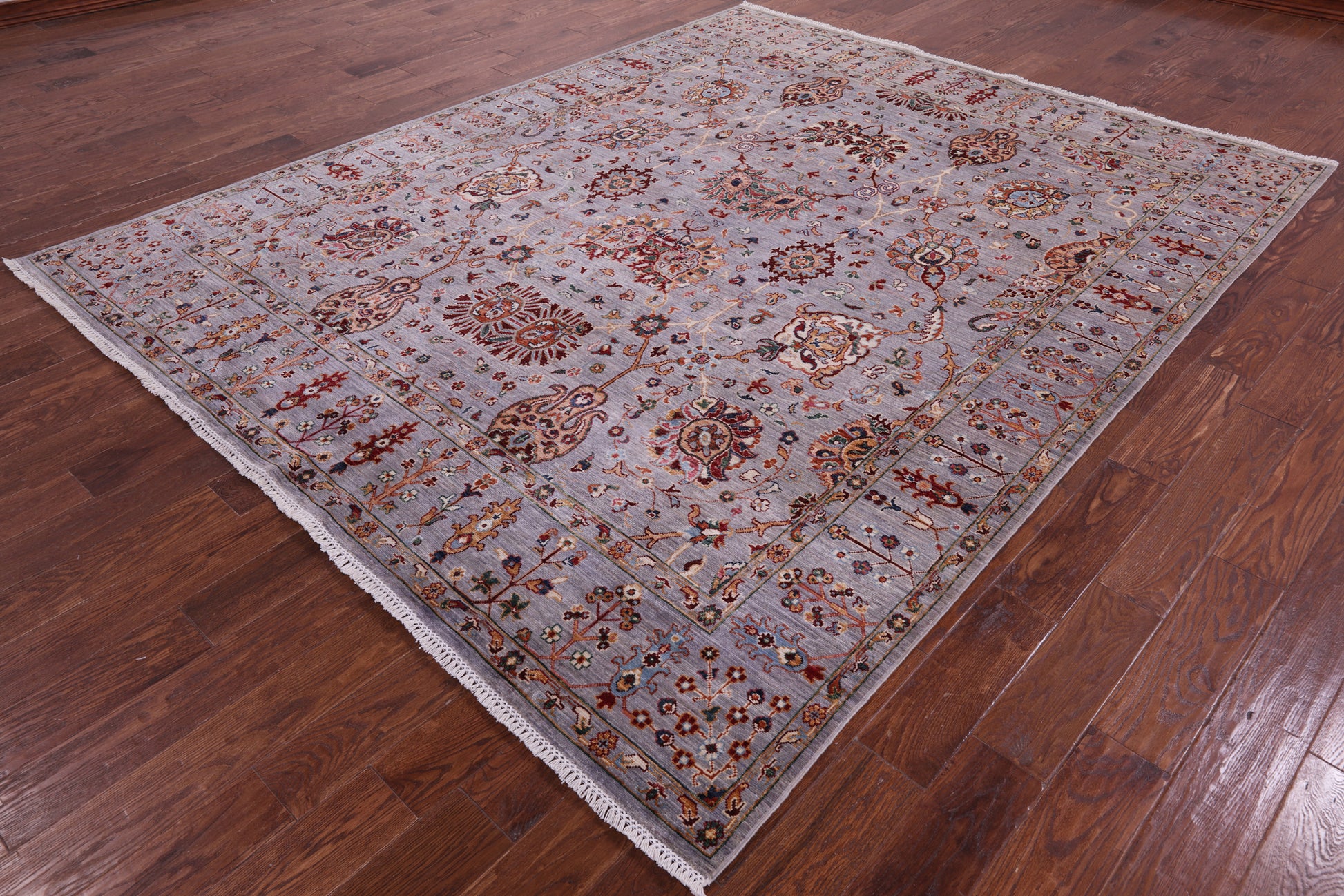 Grey Persian Tabriz Hand Knotted Wool Rug - 7' 11" X 9' 9" - Golden Nile