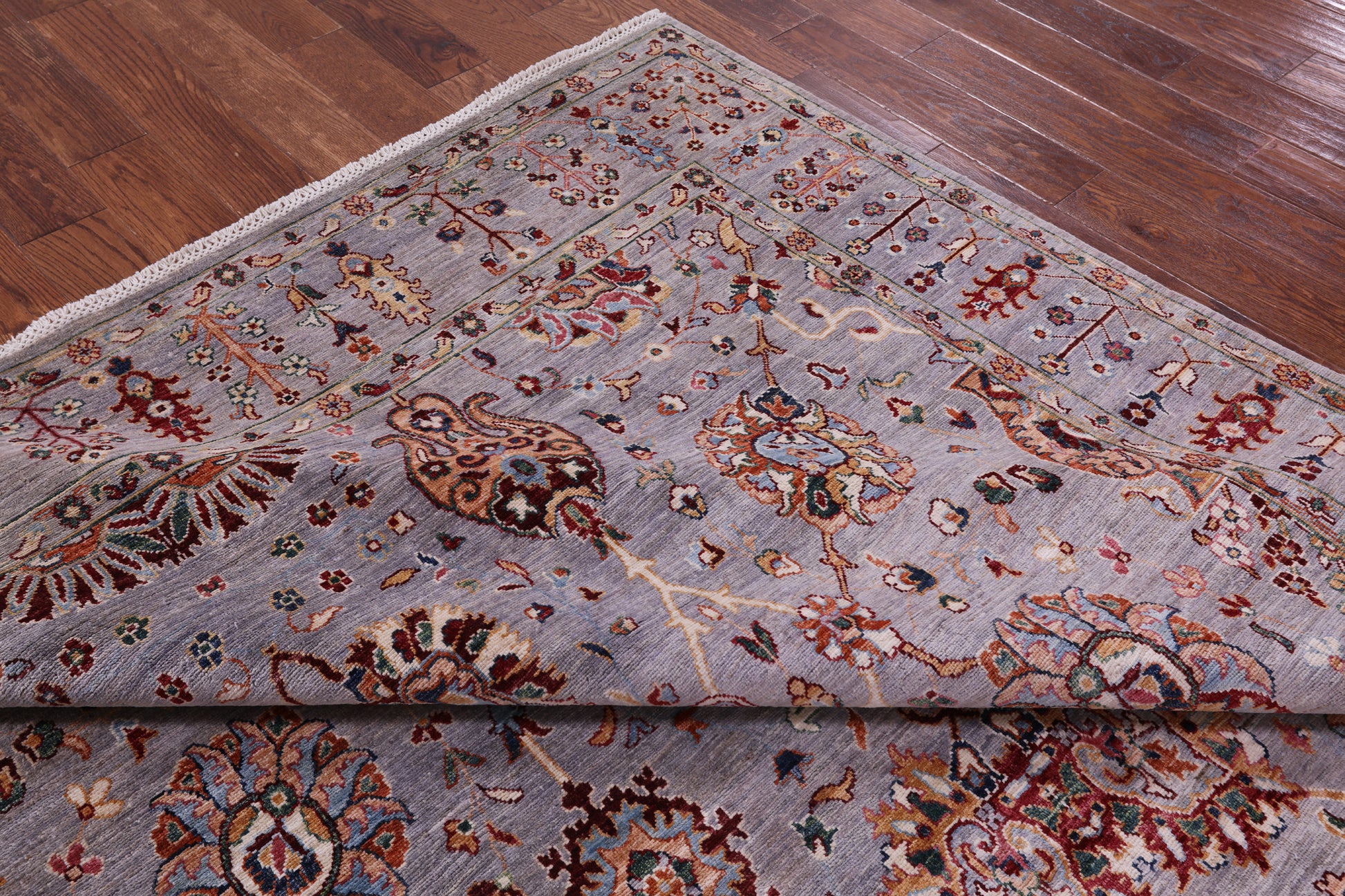 Grey Persian Tabriz Hand Knotted Wool Rug - 7' 11" X 9' 9" - Golden Nile