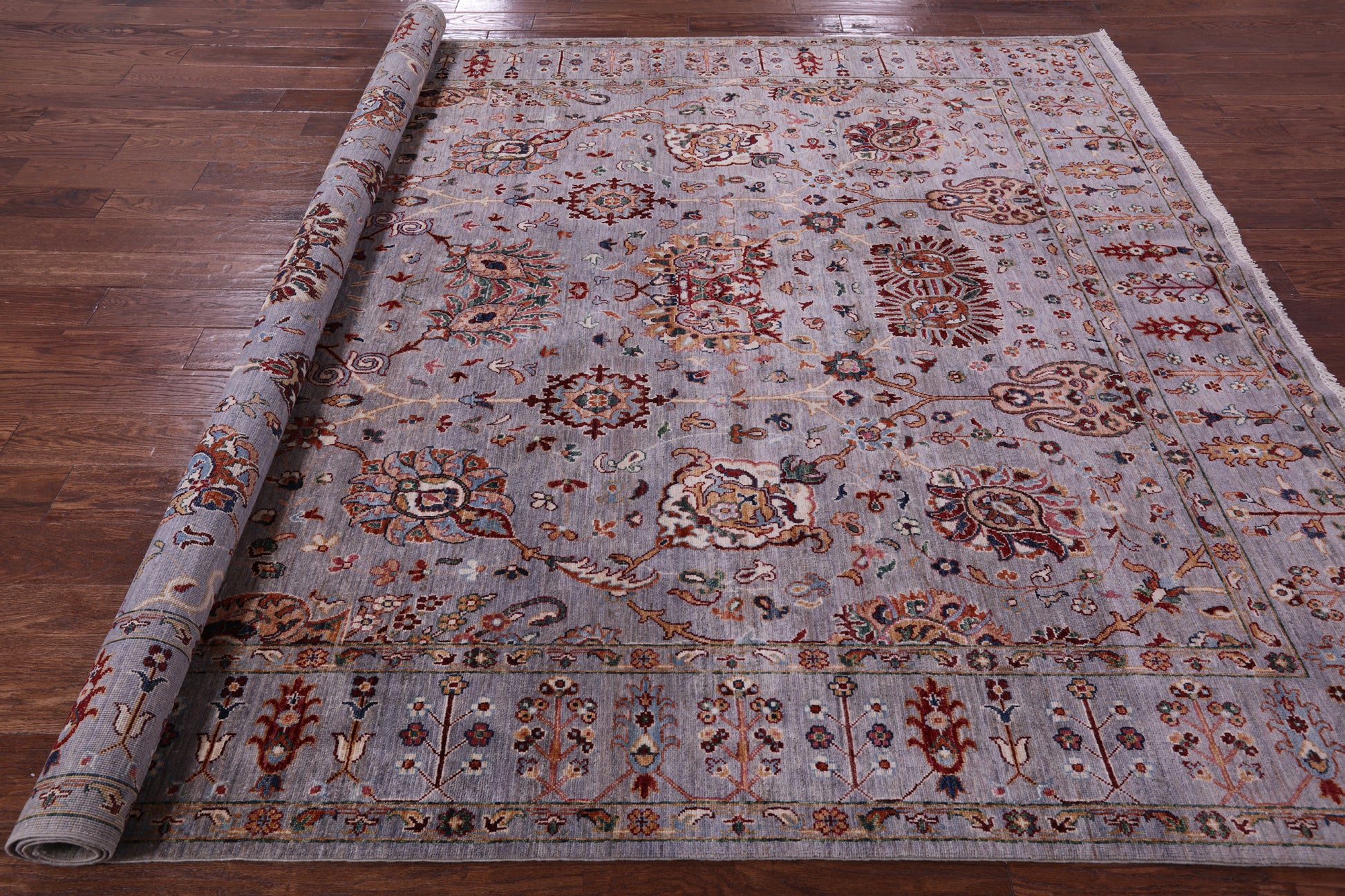 Grey Persian Tabriz Hand Knotted Wool Rug - 7' 11" X 9' 9" - Golden Nile
