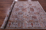Grey Persian Tabriz Hand Knotted Wool Rug - 7' 11" X 9' 9" - Golden Nile