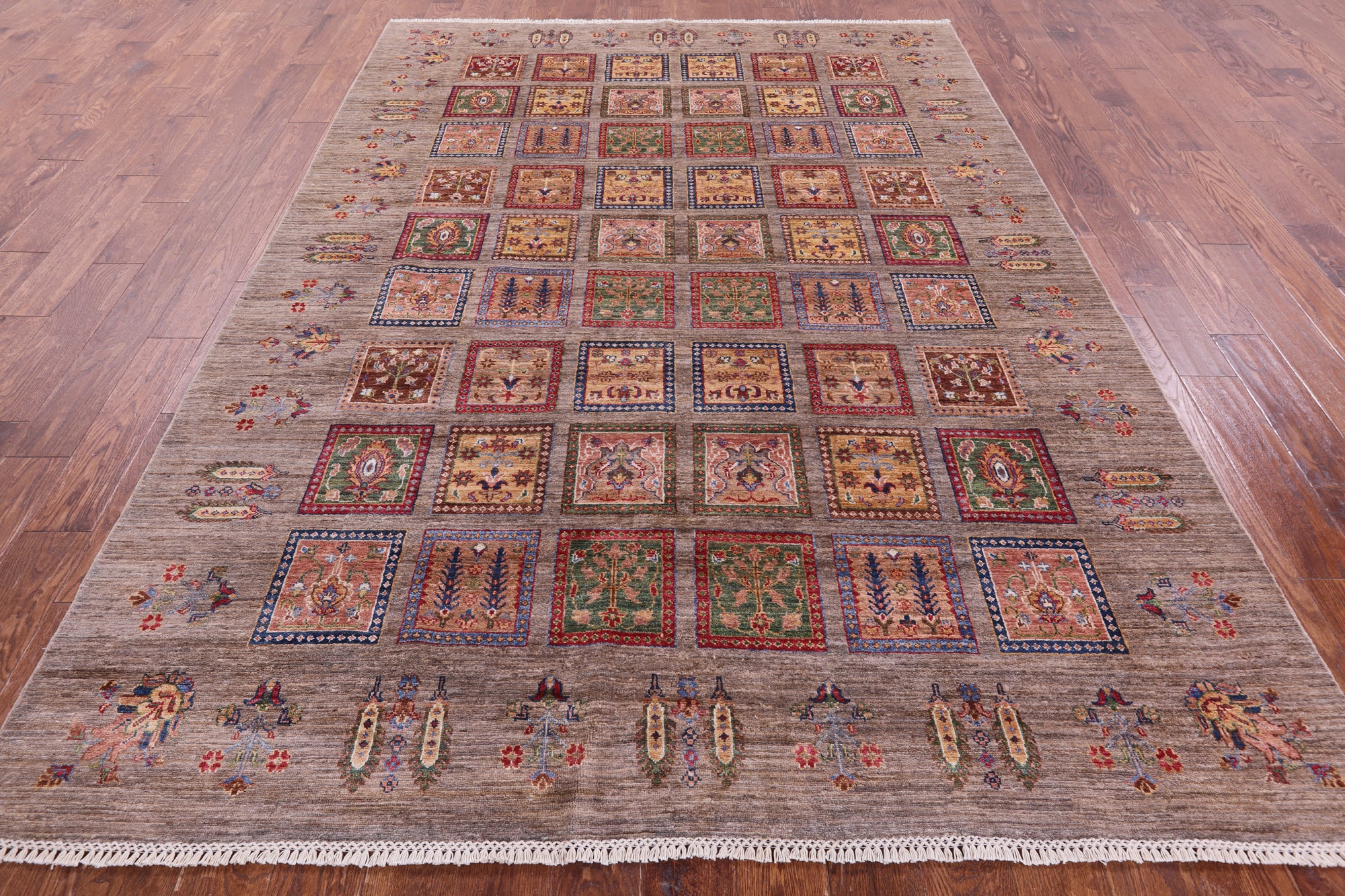 Garden Design Persian Hand Knotted Wool Rug - 6' 10" X 9' 7" - Golden Nile