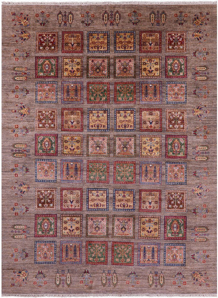 Garden Design Persian Hand Knotted Wool Rug - 6' 10" X 9' 7" - Golden Nile