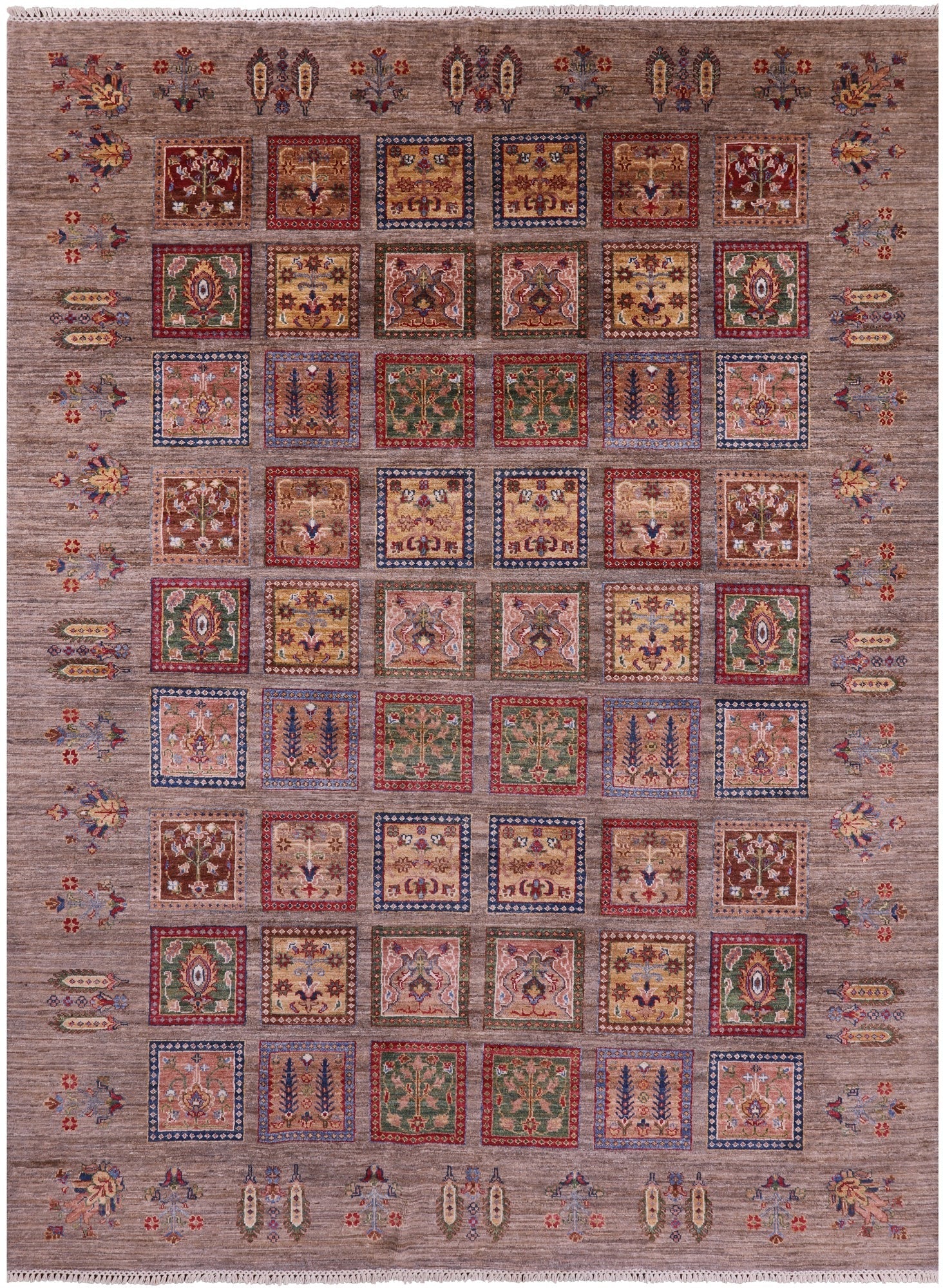 Garden Design Persian Hand Knotted Wool Rug - 6' 10" X 9' 7" - Golden Nile