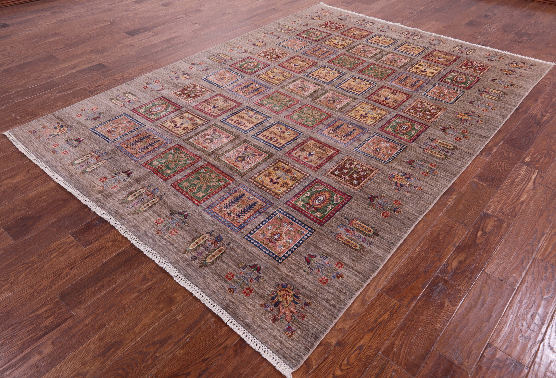 Garden Design Persian Hand Knotted Wool Rug - 6' 10" X 9' 7" - Golden Nile