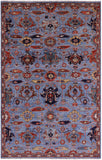 Blue Persian Fine Serapi Hand Knotted Wool Rug - 5' 8" X 8' 11" - Golden Nile