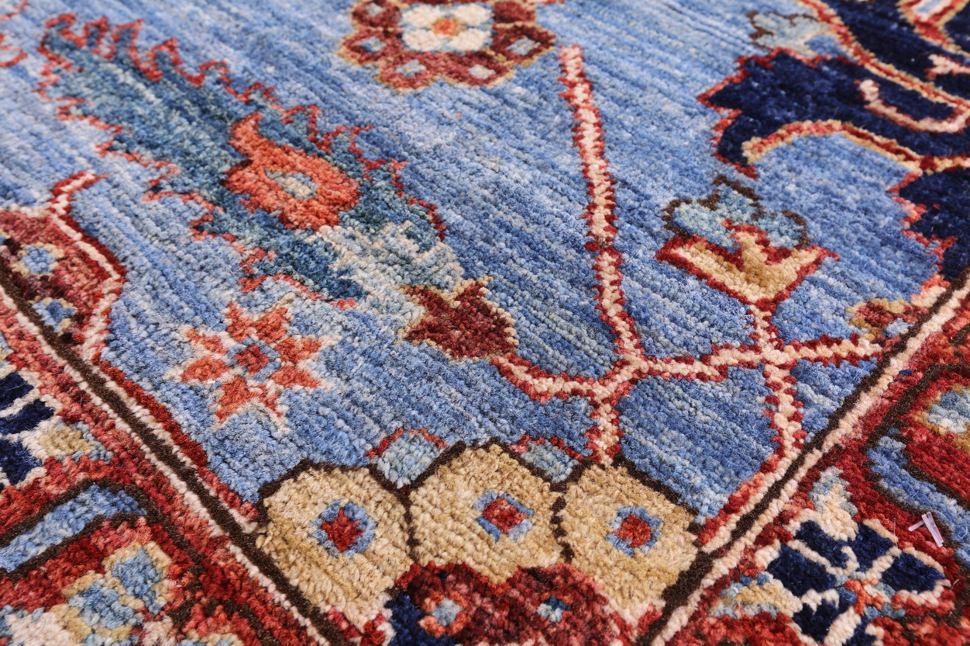 Blue Persian Fine Serapi Hand Knotted Wool Rug - 5' 8" X 8' 11" - Golden Nile