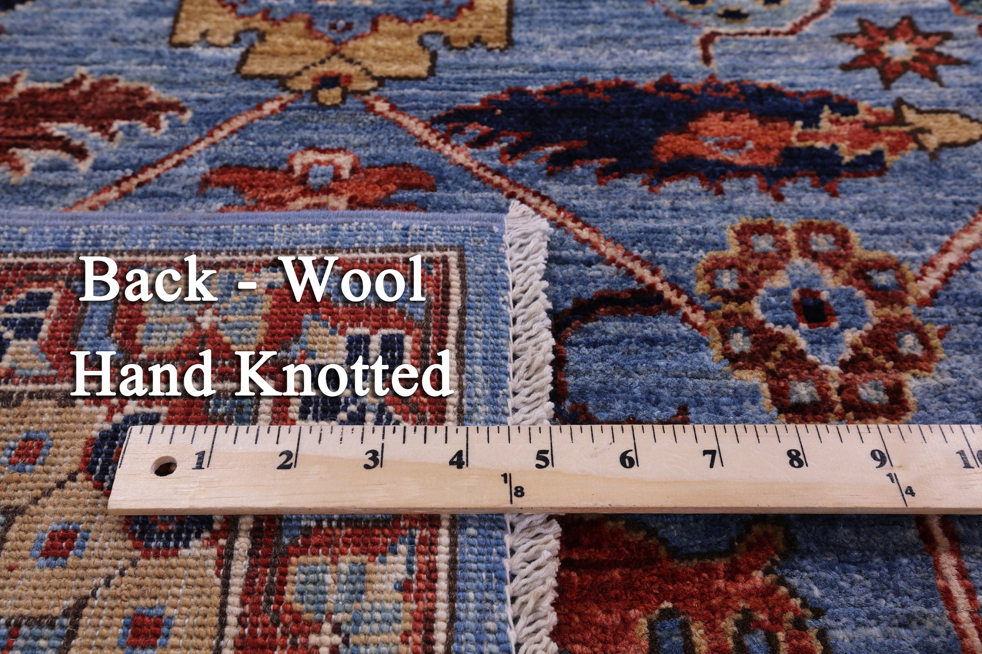 Blue Persian Fine Serapi Hand Knotted Wool Rug - 5' 8" X 8' 11" - Golden Nile