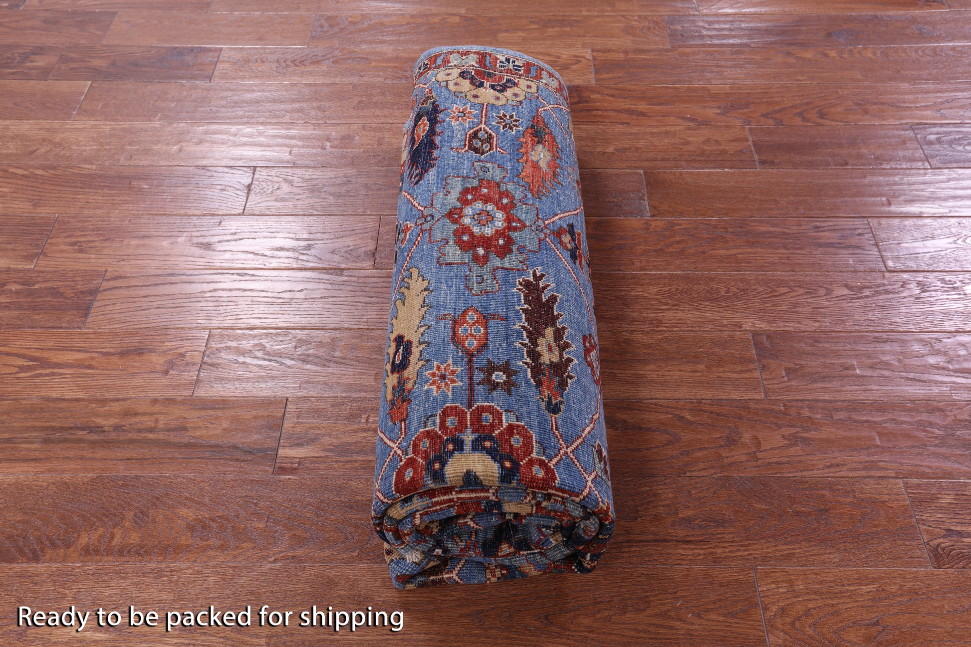 Blue Persian Fine Serapi Hand Knotted Wool Rug - 5' 8" X 8' 11" - Golden Nile