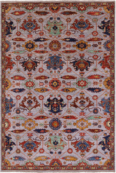 Grey Persian Fine Serapi Handmade Wool Rug - 6' 0" X 8' 11" - Golden Nile